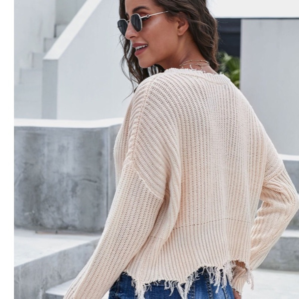 🎉New Ripped Loose Pullover knitted Sweater - Picture 6 of 8